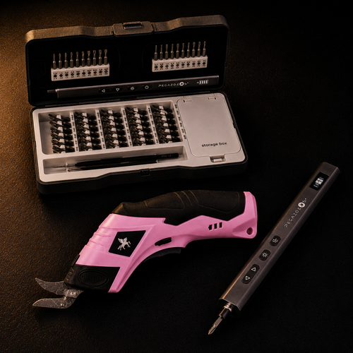 Pink Electric Scissor + Electric Screwdriver